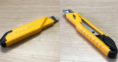 Dao rọc giấy cán vàng 18mm, thép không gỉ Stanley